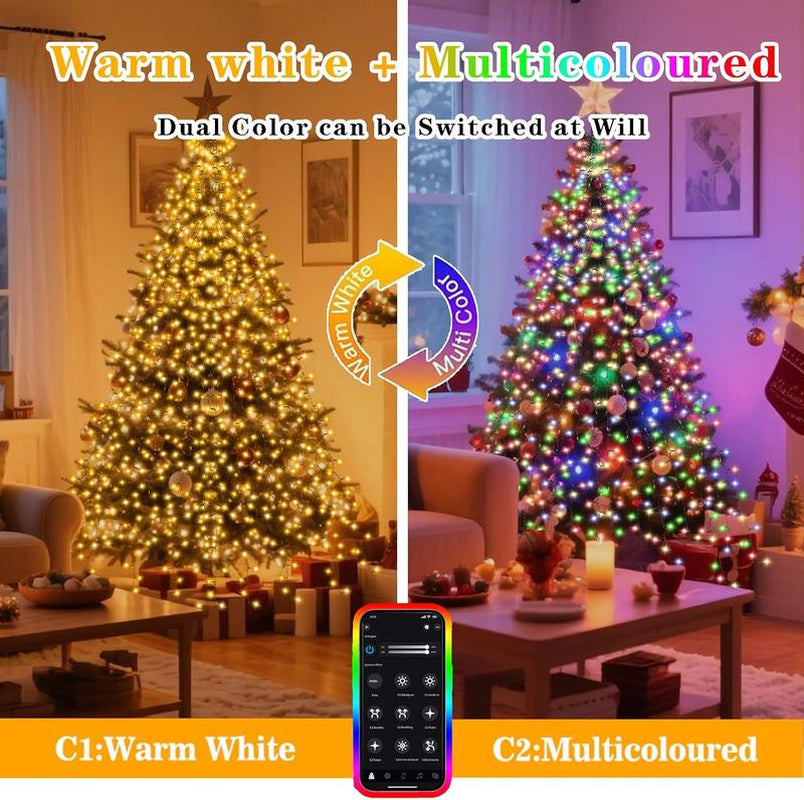 Smart Christmas Tree Lights – 400 LED, APP & Music Sync, 17 Modes, Dual Color