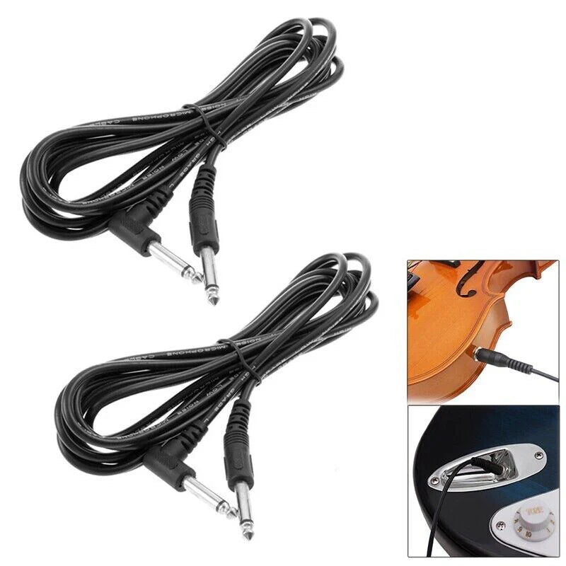 2 PACK 10FT Electric Patch Cord Guitar Amplifier Amp Cable Right Angle 90 Degree