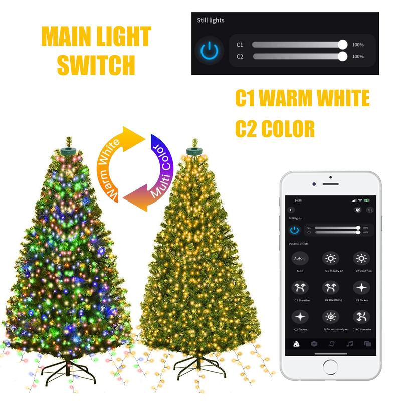 Smart Christmas Tree Lights – 400 LED, APP & Music Sync, 17 Modes, Dual Color